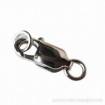 Solid 925 sterling silver/lobster necklace clasps with 2 closed jump rings